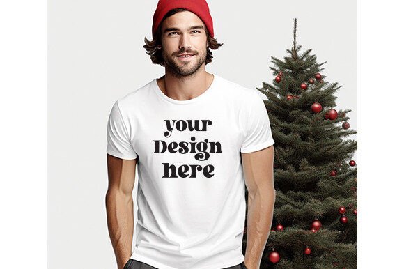 Bella Canvas Christmas White Mockup for Graphics and Christmas Amp