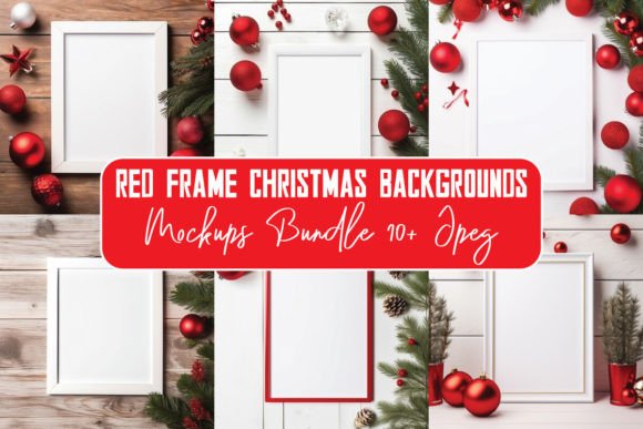 Christmas Background Frame Mockup Bundle for Graphics and Frames Amp