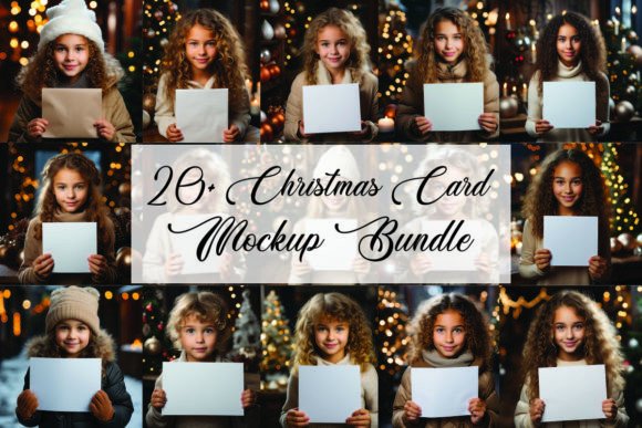 Christmas Card Mockup Bundle for Graphics and Christmas Amp