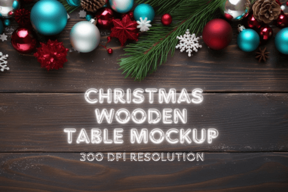 Christmas Empty Table Mockup: A Festive Graphic Asset for Local Branding