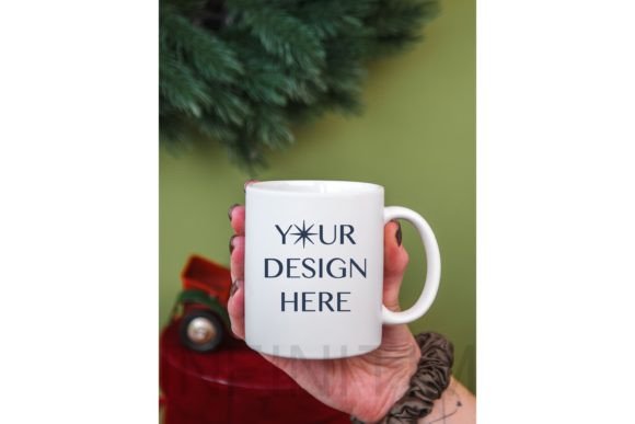 Christmas Mug Mockup 11oz in Hand - Graphics for Mugs Amp