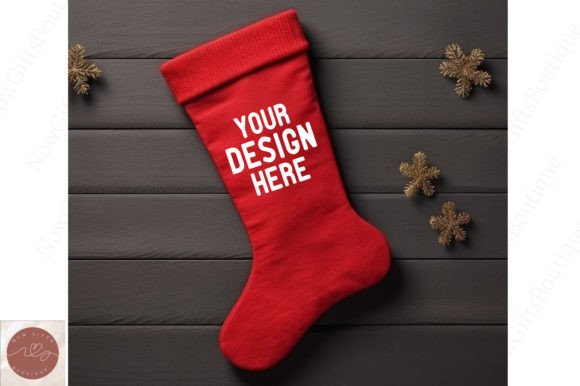 Christmas Red Stocking Mockup for Graphics and Christmas Amp