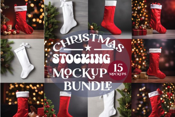 Christmas Stocking Mockup Bundle for Graphics and Christmas Amp