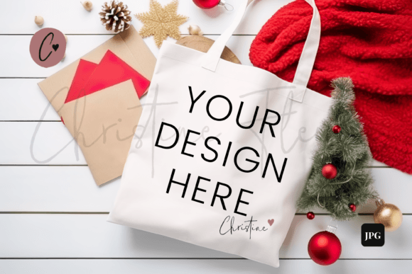 Christmas Tote Mockup: A Graphic Design Asset for Tote Bags