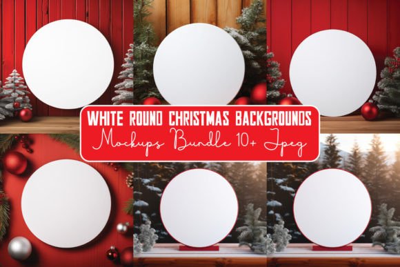 Christmas White Round Mockup for Embroidery Projects