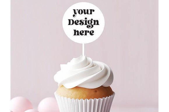Cupcake Party Toppers Mockup Label for Graphics and Labels Amp
