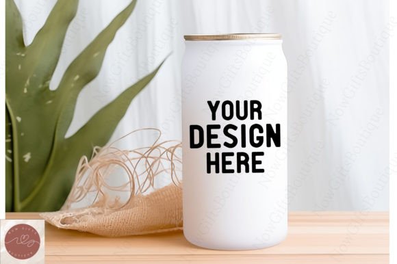 Frosted Can Glass Jungle Mockup Graphics for Mugs Amp