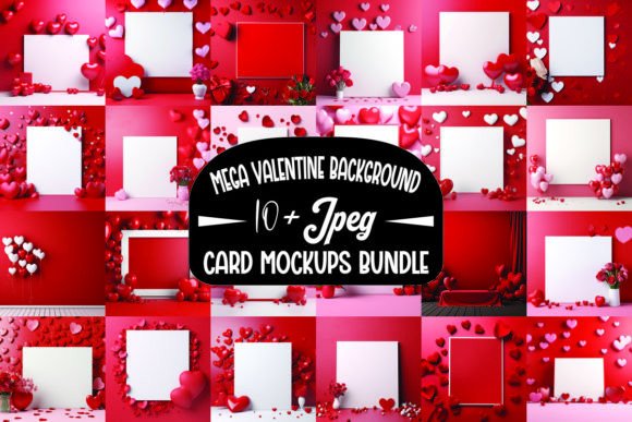 Mega Valentine Backgrounds Mockup Bundle for Graphics