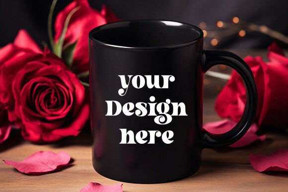 Valentine's Day Black Mug Mockup 11 for Graphics and Mugs Amp