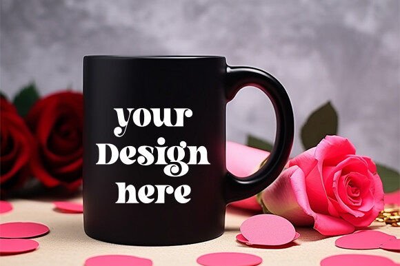 Valentine's Day Black Mug Mockup 7 for Mugs Amp Graphics