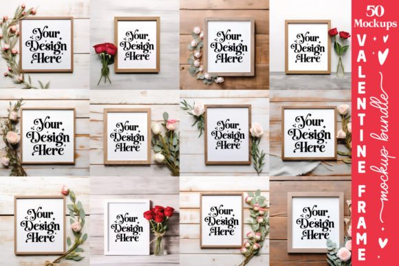 Valentine's Day Frame Mockup Bundle for Graphics and Frames Amp