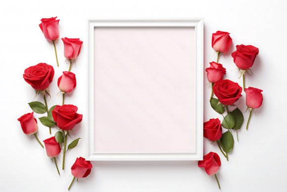 Valentine's Day Frame Mockup with Rose - A Graphic Design Asset for Frames Amp