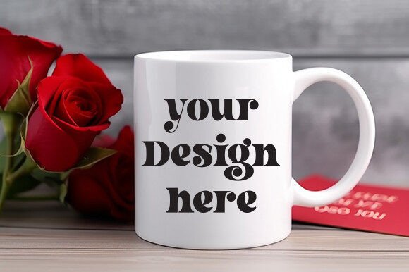 Valentine's Day White Mug Mockup 22 for Graphics and Mugs Amp