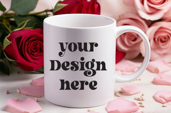 Valentine's Day White Mug Mockup 47 for Graphics and Mugs Amp