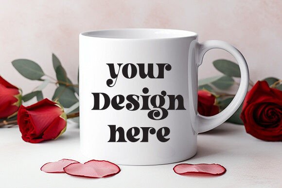 Valentine's Day White Mug Mockup 62 for Graphics and Mugs Amp
