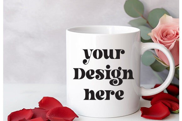 Valentine's Day White Mug Mockup 70 for Graphics and Mugs Amp
