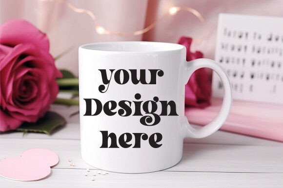 Valentine's Day White Mug Mockup 76 for Graphics and Mugs Amp