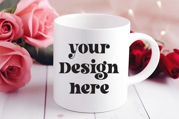 Valentine's Day White Mug Mockup 78 for Graphics and Mugs Amp