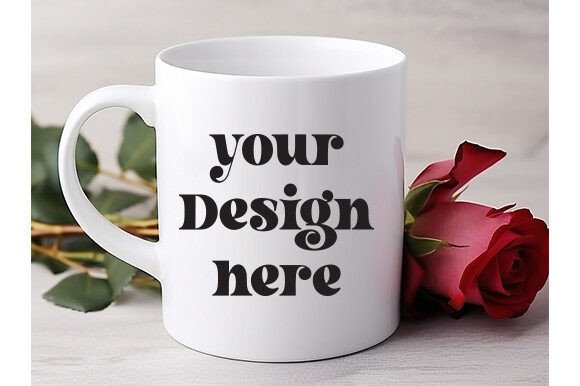 Valentine's Day White Mug Mockup 9 for Graphics and Mugs Amp