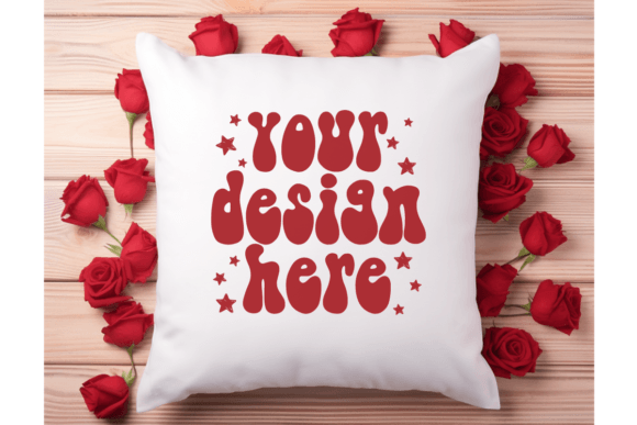 Valentine White Pillow Mockup VWP02 for Graphics and Pillows Amp