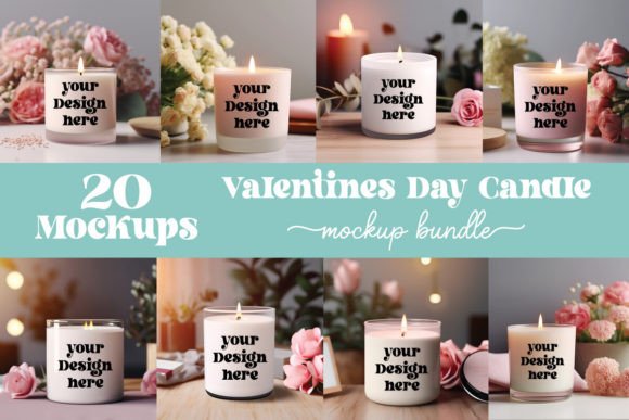 Valentines Day Candle Mockup Bundle for Graphics