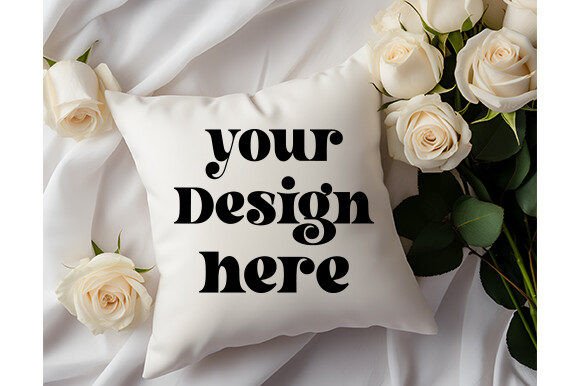 Valentines Day Pillow Mockup White for Graphics and Pillows Amp