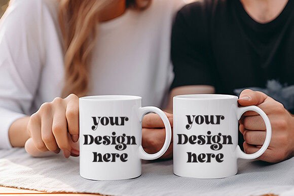 White Mug Mockup for Graphics on Mugs Amp